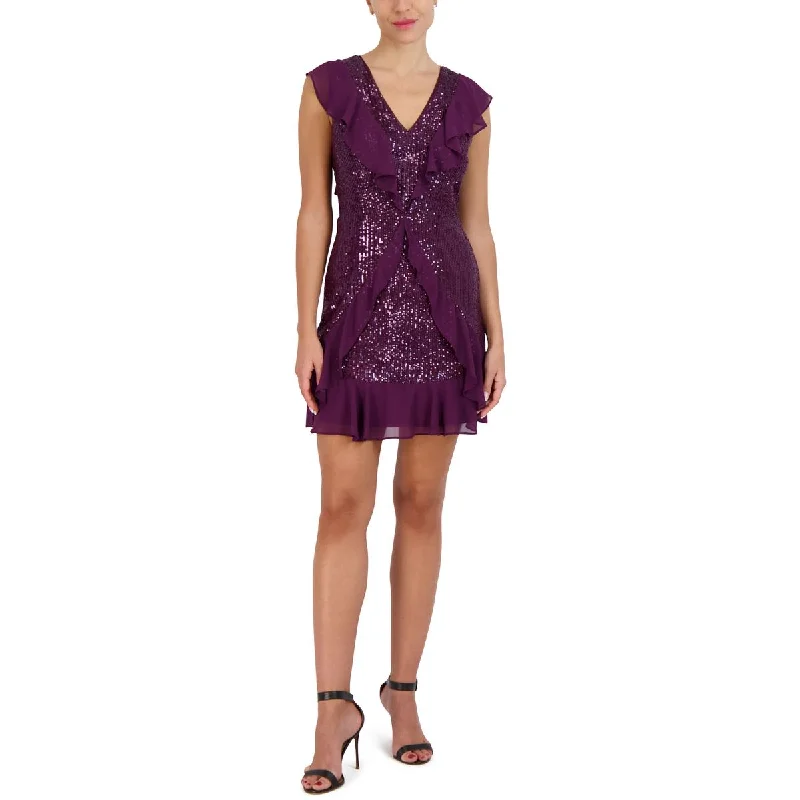 BCBGMAXAZRIA Womens Sequined Short Cocktail and Party Dress Tunics Occasion special