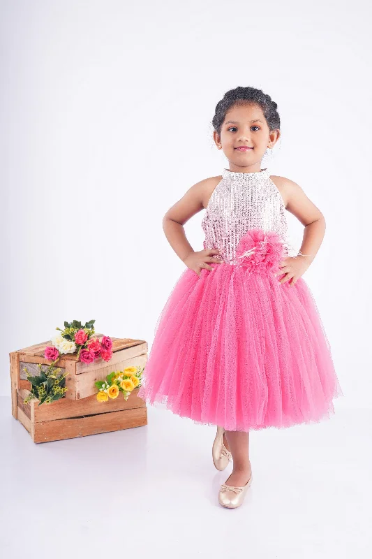 Pre-Order: Pink Sequence Dress Tunics Mesh breathable