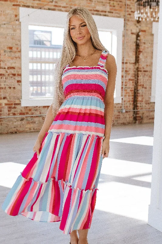 Eli Stripe Long Dress | DROPSHIP Tunics Chic elegant