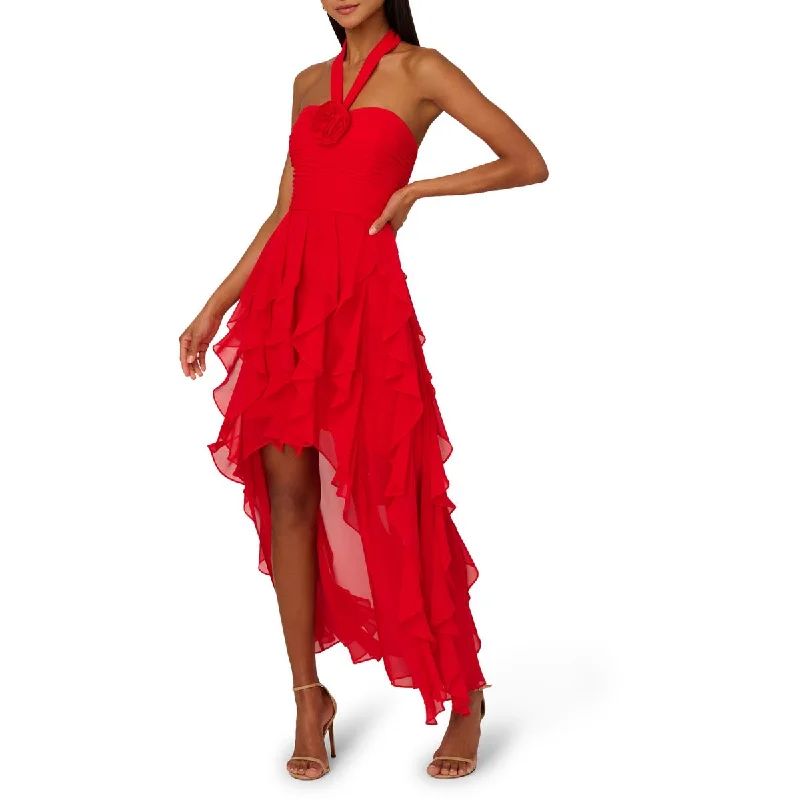 Adrianna Papell Womens Ruffled Mesh Cocktail And Party Dress Tunics Evening elegant