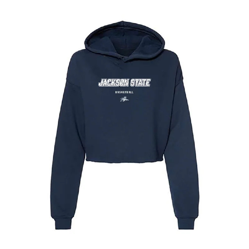 Jackson State - NCAA Women's Basketball : Zaria Glover - Women's Crop Fleece Hoodie Hoodie with Color Block Contrast Stylish Jackson State - NCAA Women's Basketball : Zaria Glover - Women's Crop Fleece Hoodie Hoodie with Color Block Contrast Stylish