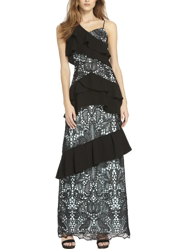 Womens Mixed Media Cascade Ruffle Evening Dress Tunics Custom made