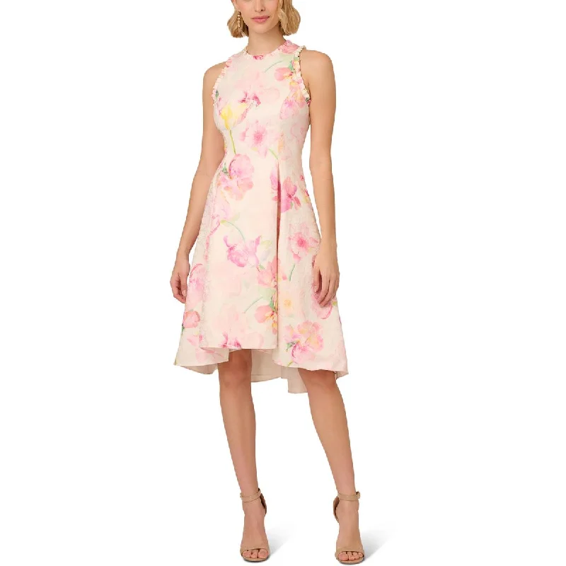 Adrianna Papell Womens Floral Hi-Low Cocktail And Party Dress Pencil Length Work