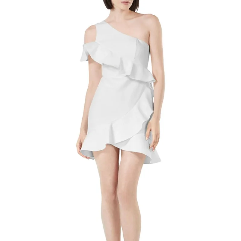 BCBGMAXAZRIA Womens Ruffled Mini Cocktail and Party Dress Tunics Formal black