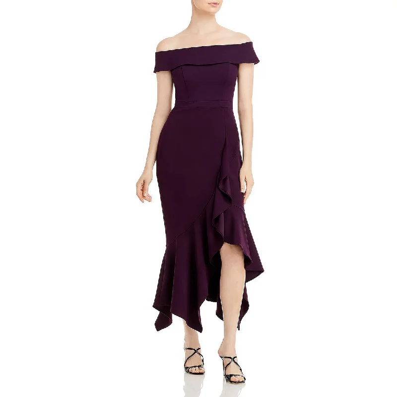 Aqua Womens Off-The-Shoulder Midi Cocktail and Party Dress Tunics Running lightweight