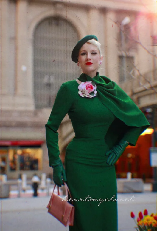 Green Semi Cape dress - Meghan duchess dress Tunics Handmade artisanal