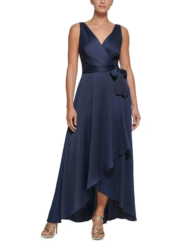 Womens Satin Sleeveless Evening Dress Tunics Distressed trendy