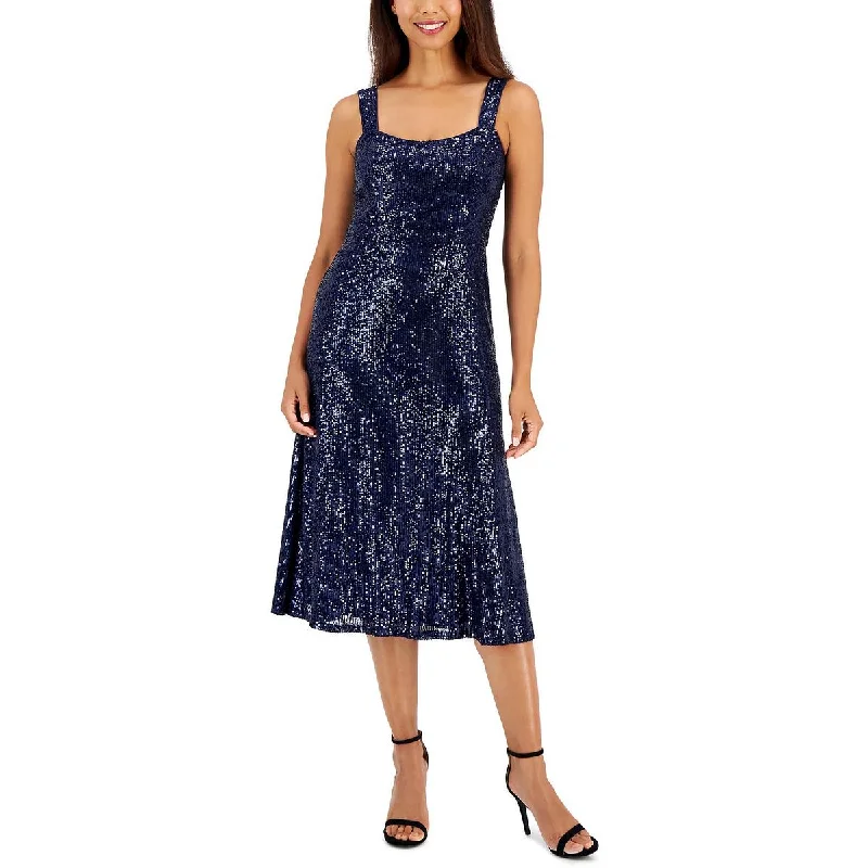 Anne Klein Womens Sequined Midi Cocktail And Party Dress Tunics Polka dots