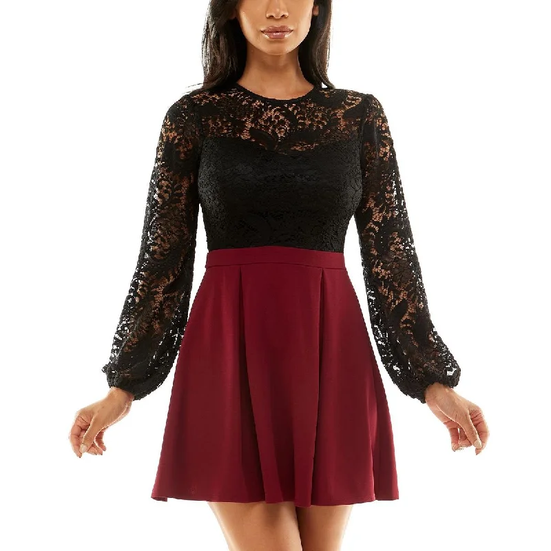B. Darlin Womens Juniors Lace Colorblock Cocktail and Party Dress Tunics Stylish elegant B. Darlin Womens Juniors Lace Colorblock Cocktail and Party Dress Tunics Stylish elegant