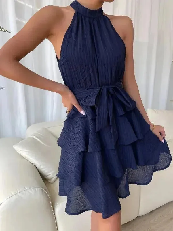 Sleeveless Ruffled Party Dress Tunics Top Casual