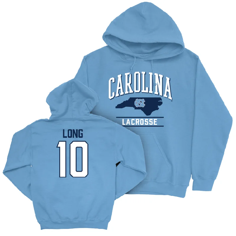 UNC Women's Lacrosse Carolina Blue Arch Hoodie - Alyssa Long Hoodie with Bell Sleeves Flared Feminine UNC Women's Lacrosse Carolina Blue Arch Hoodie - Alyssa Long Hoodie with Bell Sleeves Flared Feminine