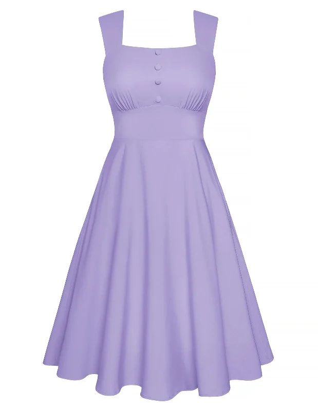 BP Women Vintage Square Neck Dress Sleeveless Empire Waist A-Line Dress Tunics Satin smooth