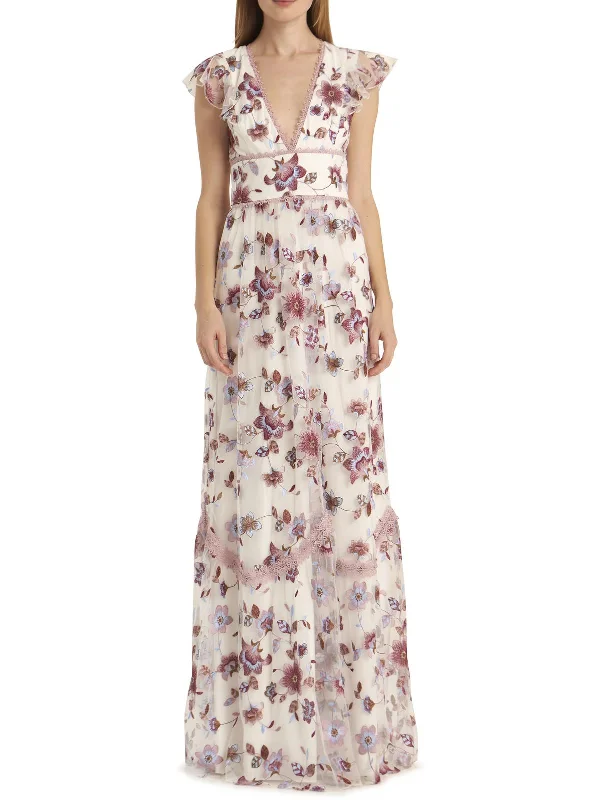 Womens Floral Embroidered Evening Dress Tunics Sale discount