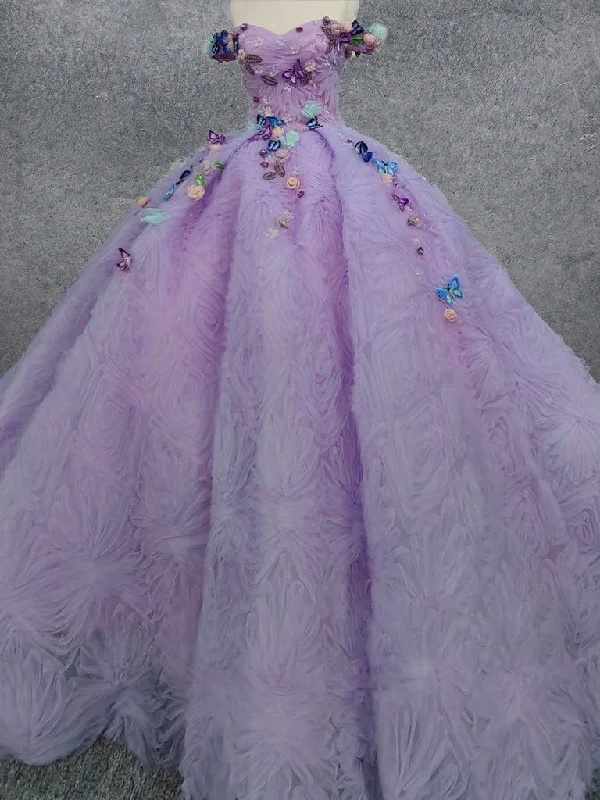 Quinceanera Dresses Off the Shoulder Party Dress Sweetheart Neck Lavender Tulle Ball Gown Tunics Print Colorful Quinceanera Dresses Off the Shoulder Party Dress Sweetheart Neck Lavender Tulle Ball Gown Tunics Print Colorful