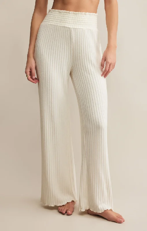 Z-Supply Dawn Smocked Rib Pant - BONE High-Waist Jeans