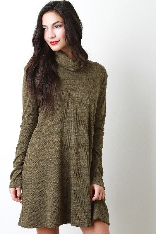 Turtleneck Shift Sweater Dress Lightweight Heavyweight Midweight