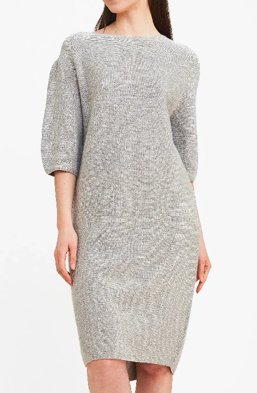 On-the-go Sweater Dress - Grey Hooded Sweater Collared Sweater Shawl Collar