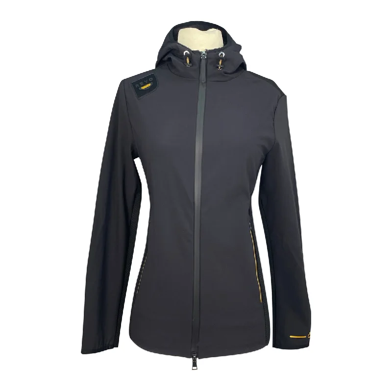 Cavalleria Toscana R-Evo Jersey & Tech Knit Hooded Softshell Jacket in Black - Women's Large A-Line Jacket Boat Neck Shawl Collar Cavalleria Toscana R-Evo Jersey & Tech Knit Hooded Softshell Jacket in Black - Women's Large A-Line Jacket Boat Neck Shawl Collar