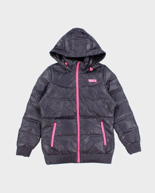 Adidas Polka Dot Duck Down Hooded Puffer Jacket - L Wool Jacket Cashmere Jacket Tweed Jacket Adidas Polka Dot Duck Down Hooded Puffer Jacket - L Wool Jacket Cashmere Jacket Tweed Jacket