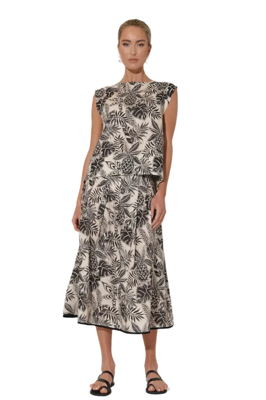 Sabrina Tropics Pleat Skirt Print chiffon skirt airy