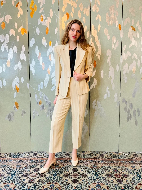 Vintage 80s/90s Cream Pinstripe Ellen Tracy 4-Piece Pant Set, Petite W26" Classic Cropped Pants