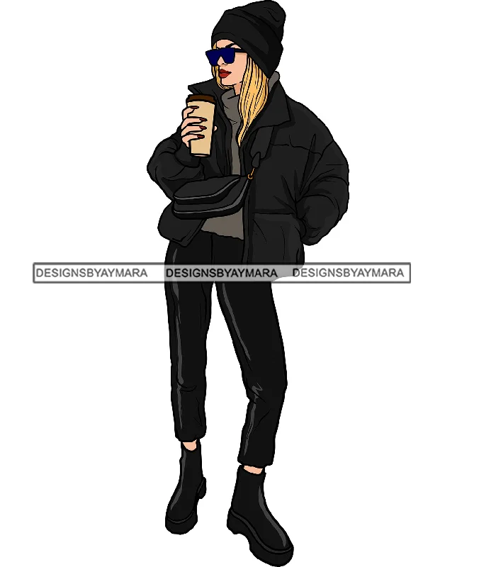 Winter Fall Fashion Woman Model Casual Clothing Outfit Cold Weather Jacket Coat Sweater Autumn SVG JPG PNG Clipart Cricut Silhouette Cut Cutting Thin Thick Dense