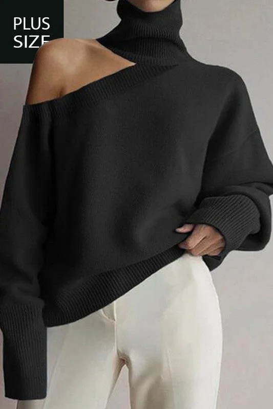 PLUS SIZE WOMEN TURTLENECK SWEATERS Long Sweater Short Sweater Cropped Sweater