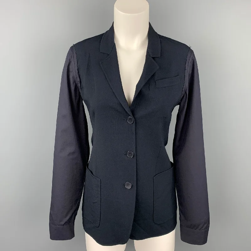 JIL SANDER Size 4 Black Virgin Wool Blend Jacket Blazer Insulated Jacket Fitted Jacket Loose Jacket JIL SANDER Size 4 Black Virgin Wool Blend Jacket Blazer Insulated Jacket Fitted Jacket Loose Jacket