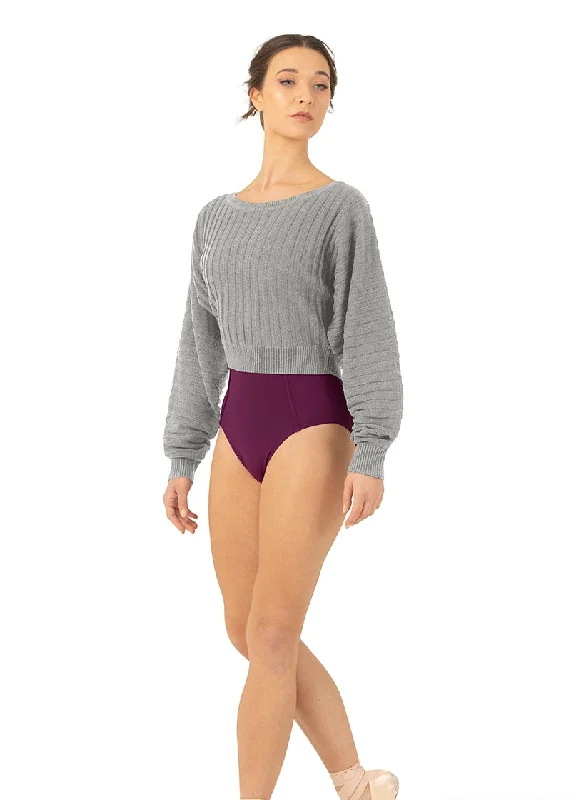 ON SALE Sahara Crop Sweater (Grey Marle) Satin Blend Silk Blend Wool Blend