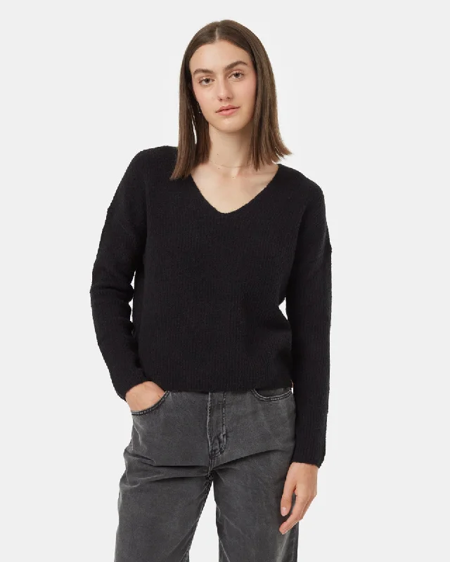 Highline Fuzzy V-Neck Sweater Modern Contemporary Chic