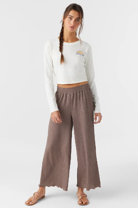 O'Neill BRIDGETTE LOUNGE PANTS - DEEP TAUPE Elegant Palazzo Trousers