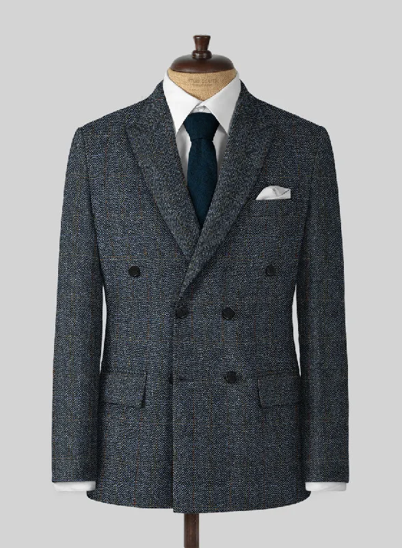 Harris Tweed Country Blue Jacket Faux Fur Jacket Real Fur Jacket Shearling Jacket