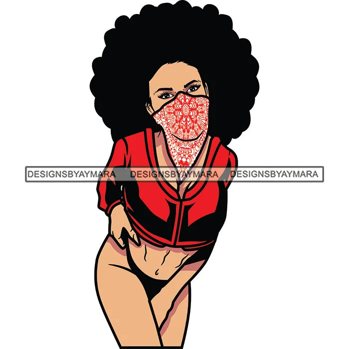Afro Gangster Woman Bandana Facemask Underwear Sweater Melanin Nubian SVG PNG JPG Cut Files For Silhouette Cricut and More! Elasticated Padded Insulated