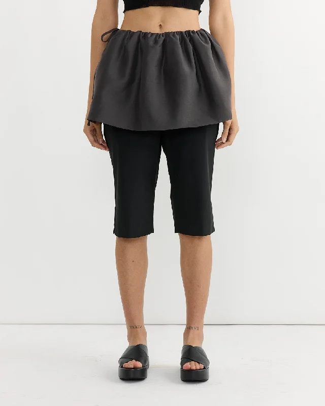Shirring Organza Belt Skirt in Charcoal denim skirt classic