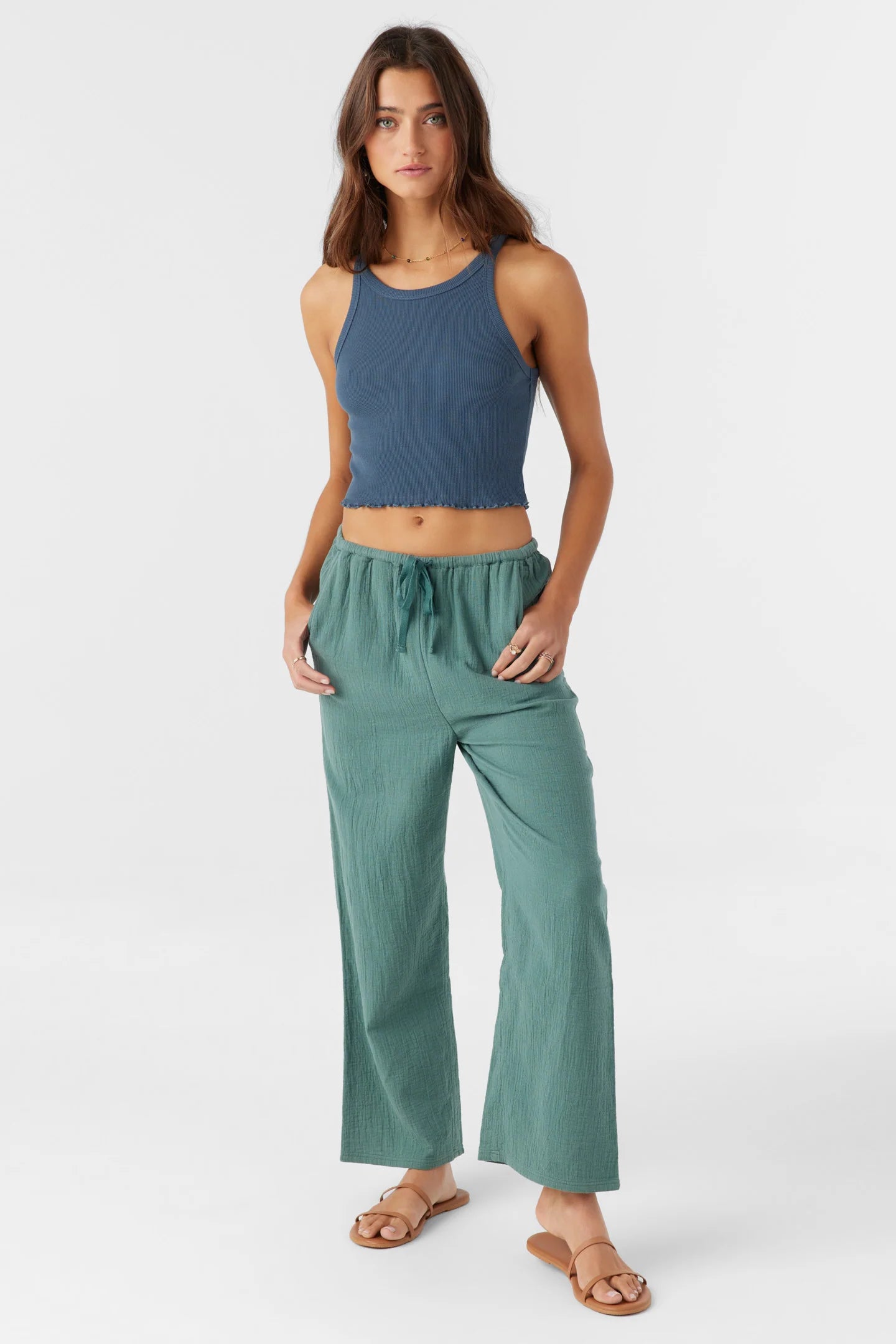 O'neill BRENDA PANTS - SILVER PINE Formal Linen Trousers