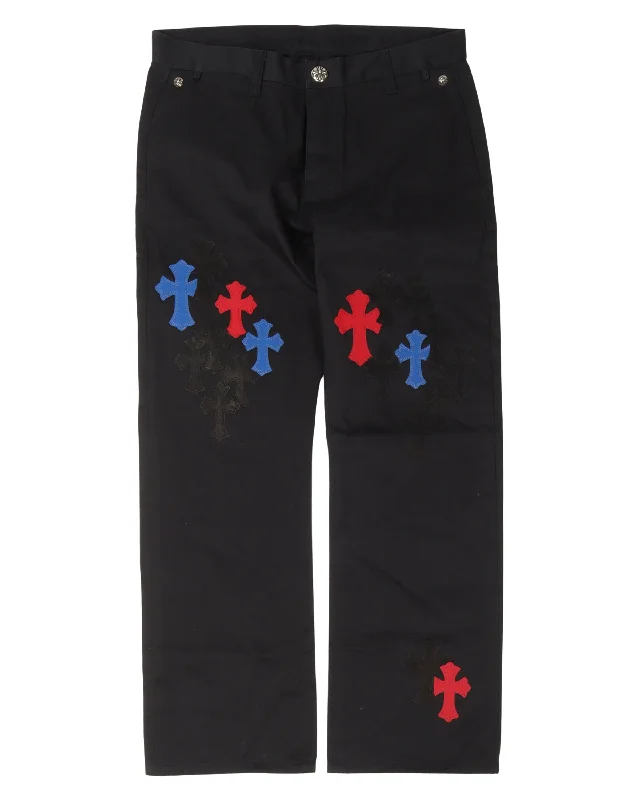 Multicolor Cross Patch Chino Pants Chic Capri Pants