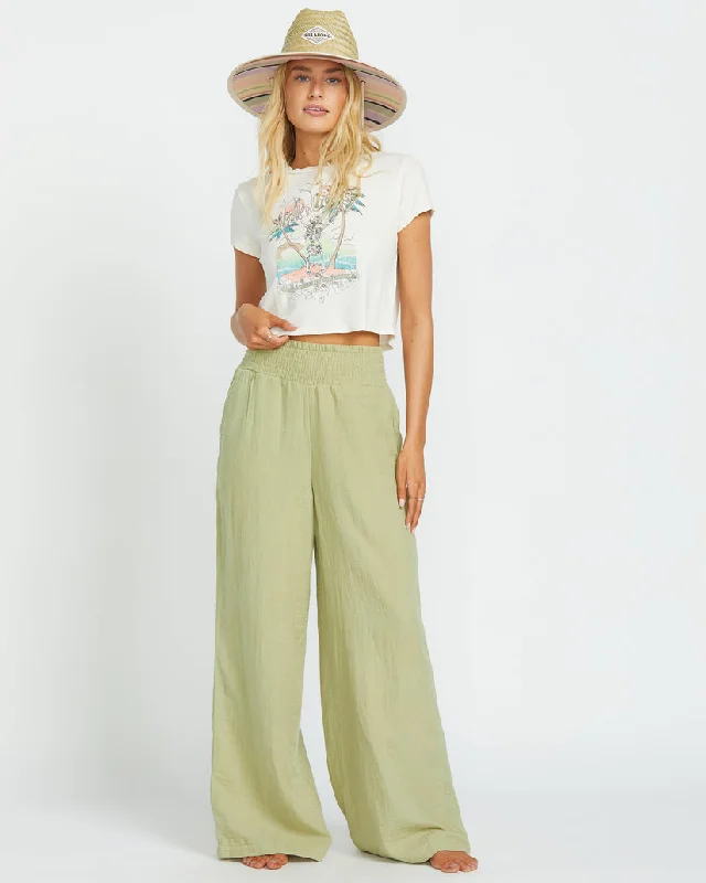 Billabong New Waves Gauze Elastic Waist Pants - AVOCADO Casual Yoga Pants