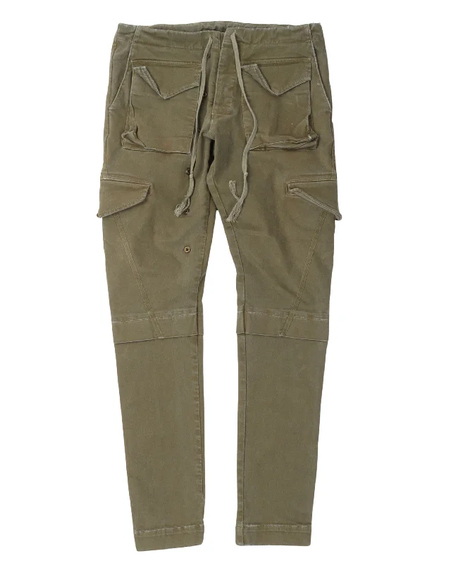 Army Stretch Denim Long Cargo Pant Lightweight Linen Pants