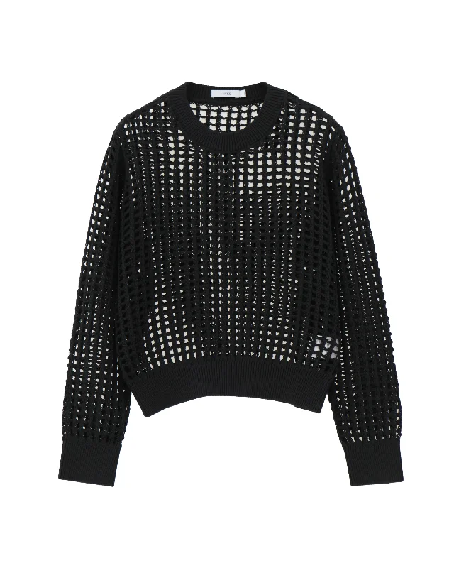 CROCHETED SWEATER 11392 Mesh Blend Leather Blend Suede Blend