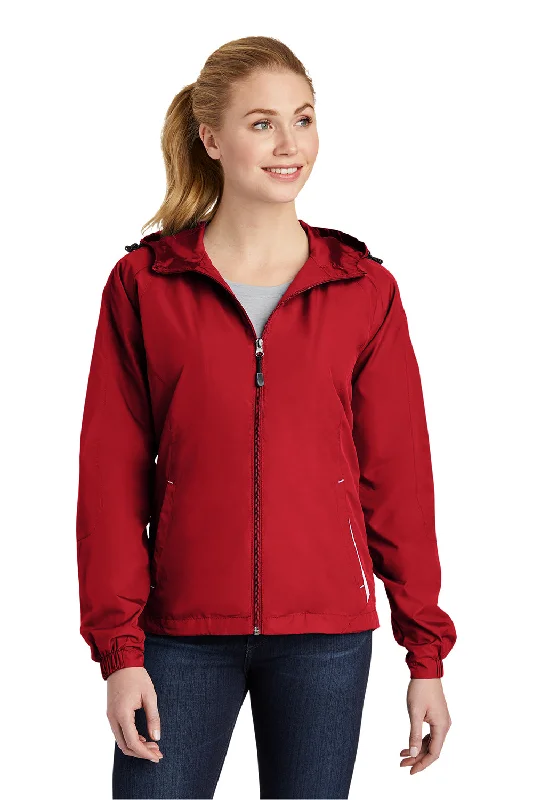 Sport-Tek Womens Water Resistant Full Zip Hooded Jacket - True Red/White Wool Jacket Cashmere Jacket Tweed Jacket Sport-Tek Womens Water Resistant Full Zip Hooded Jacket - True Red/White Wool Jacket Cashmere Jacket Tweed Jacket