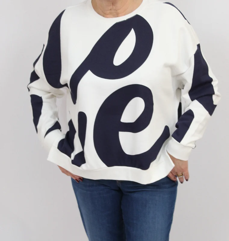 SMITH & SOUL Navy Love Sweater Print Jacquard Patchwork