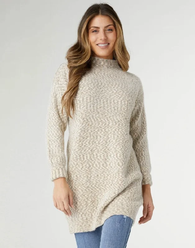 Wicklow Mock Neck Tunic Sweater Oversized Loose Flowy