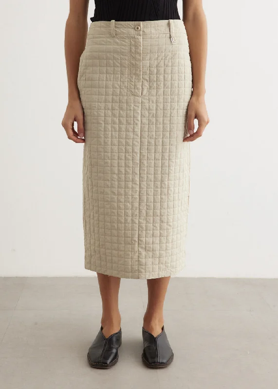 Grid Wrinkle H-Line Skirt chiffon skirt floaty