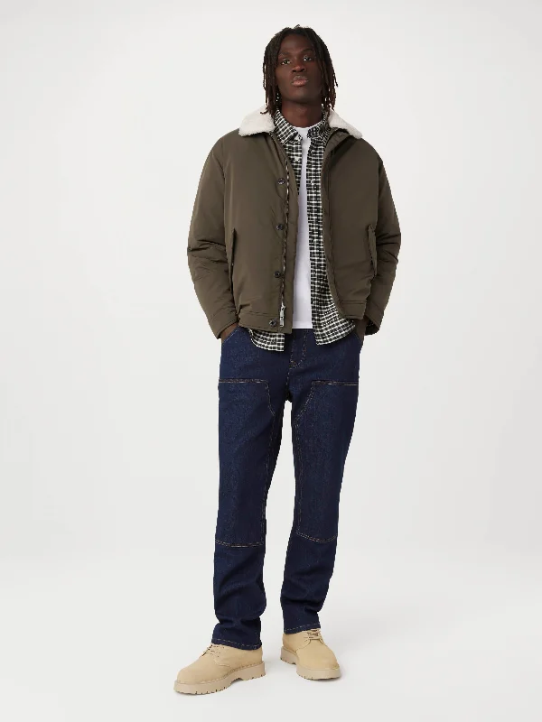 The Aviator Jacket in Dark Taupe Cotton Fabric Linen Fabric Terry Fabric