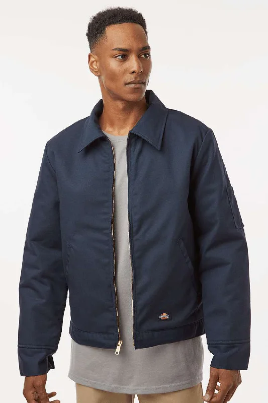 Dickies Mens Eisenhower Stain Resistant Full Zip Jacket - Dark Navy Blue Zippered Front Buttoned Front Snap Front Dickies Mens Eisenhower Stain Resistant Full Zip Jacket - Dark Navy Blue Zippered Front Buttoned Front Snap Front