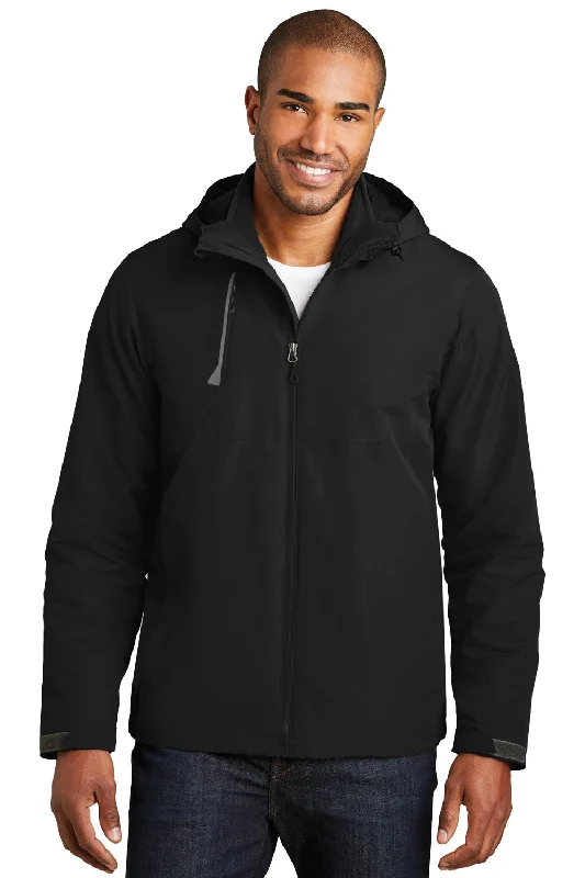 Port Authority Mens Merge 3-in-1 Wind & Water Full Zip Hooded Jacket - Deep Black Notch Collar Peter Pan Collar Cowl Neck Port Authority Mens Merge 3-in-1 Wind & Water Full Zip Hooded Jacket - Deep Black Notch Collar Peter Pan Collar Cowl Neck