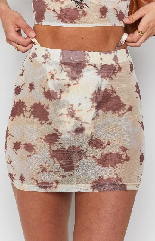 Chiba Mesh Skirt Tie Dye belted skirt waist