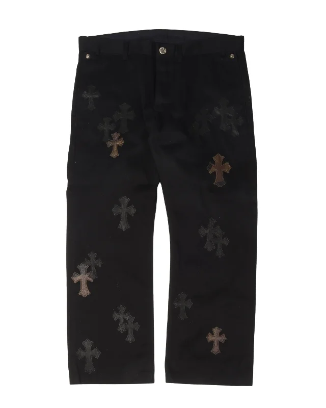 Cross Patch Chino Pants Formal Slim Pants