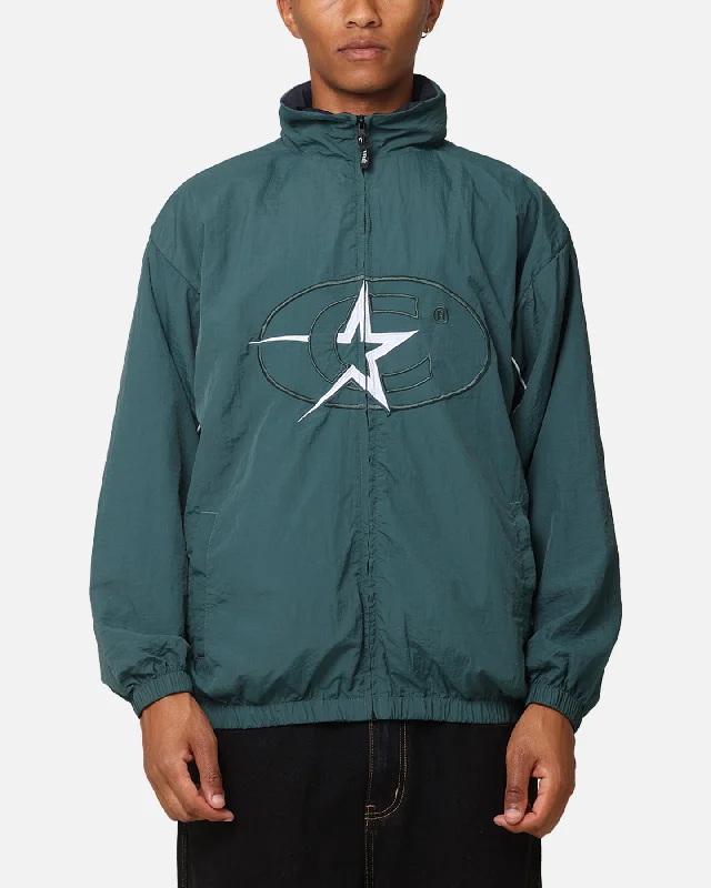 Carre C-Superstar Training Jacket Green Notch Collar Peter Pan Collar Cowl Neck