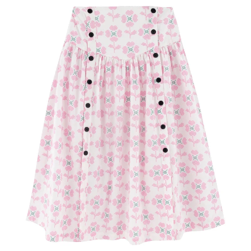 Cross Stitch Flowers Buttoned Skirt by The Tiny Big Sister leather skirt bold